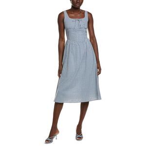 Ipponelli Womens  Gingham Midi Dress, Blue